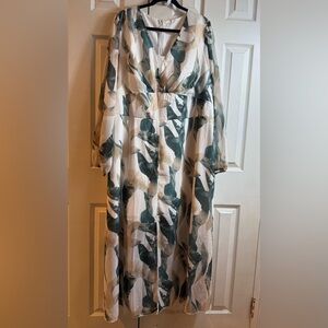 Elegant Leaf Print Dress